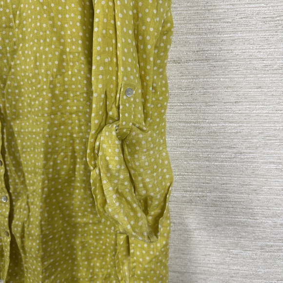 Rachel Zoe 100% Linen Womens 3X Yellow Polka Dot Resort Lagenlook Summer Casual - Picture 5 of 12